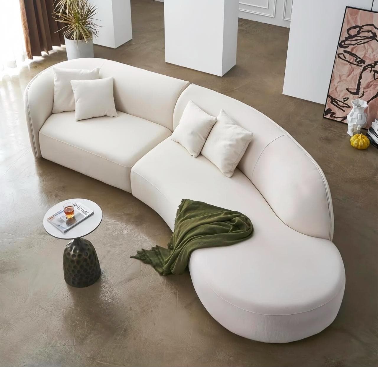 Curved White Modern Sofa