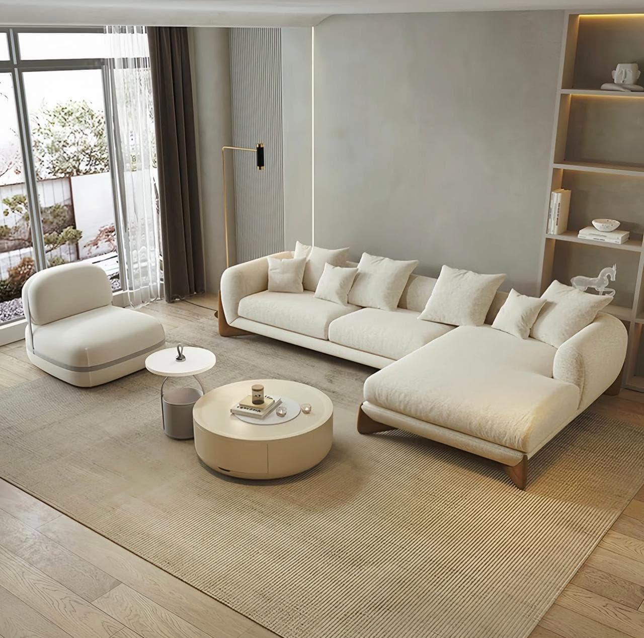 Cream Sectional Living Set